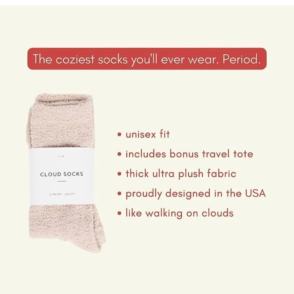 Ultra-Luxe Cloud Socks Warm and Fuzzy Super Soft Luxurious Fabric tan.